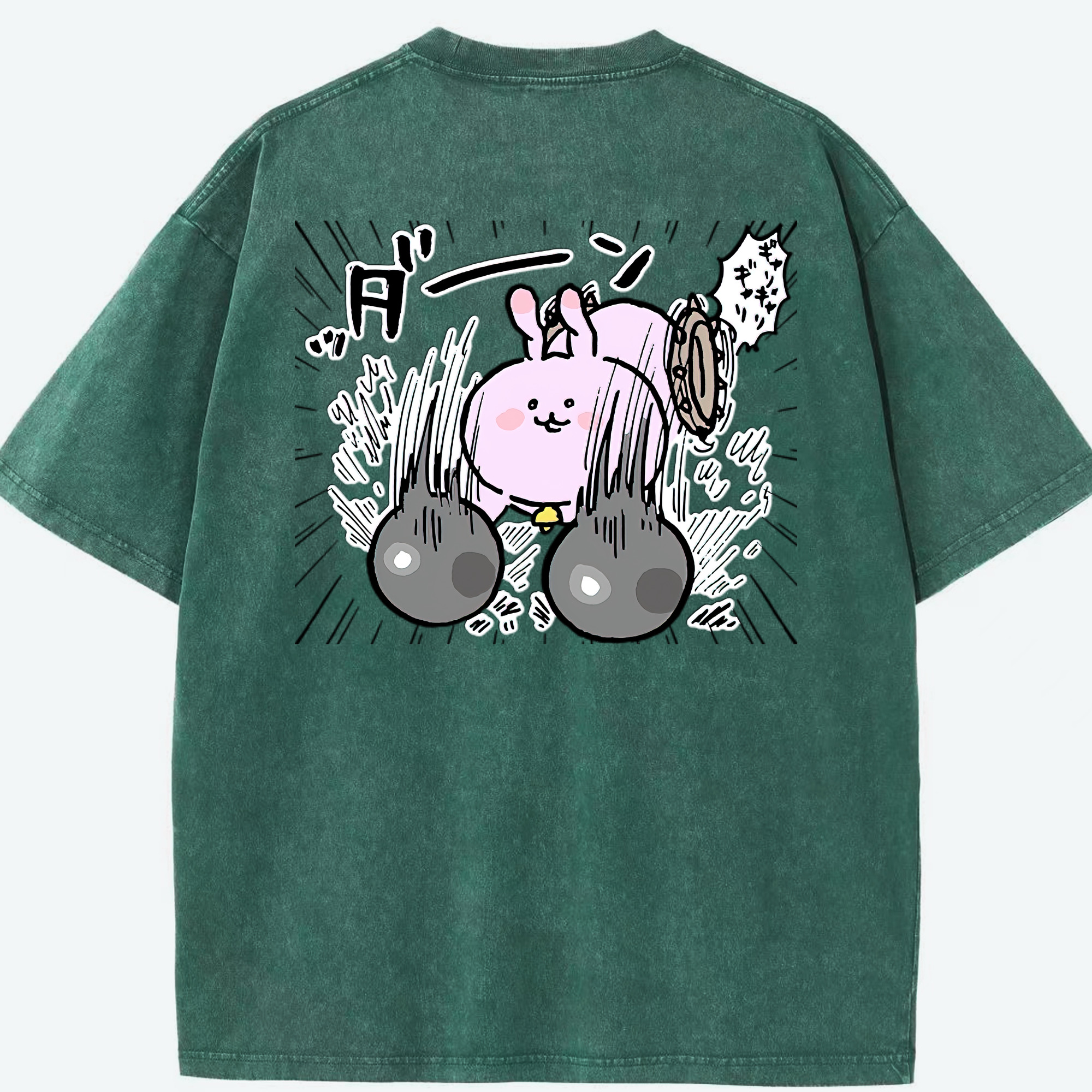 （画像用） ちいかわ うさぎ Chii-kawa usagi 綿100% ヴィンテージ風 半袖Tシャツ（背面プリント）